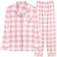 thumbnail image 1 of YIGSECU 2Pcs Women's Button Up Pajama Set Long Sleeve Top and Pants Sleepwear Loungewear, 1 of 12