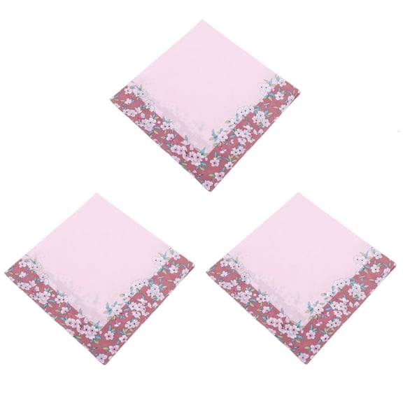 YIGSECU 3Pcs Cotton Embroidered Cotton Handkerchief Women Hankies Florals Flower Hanky