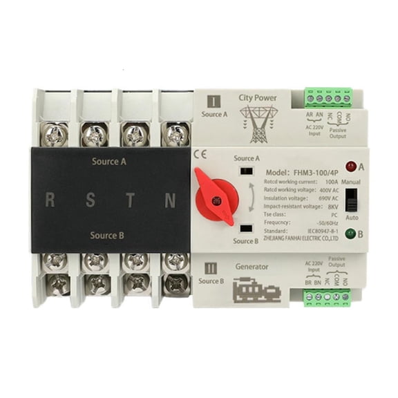 YIGSECU 4P 100A Automatic Transfer Switches Din Rail Mounted Double Power Switches