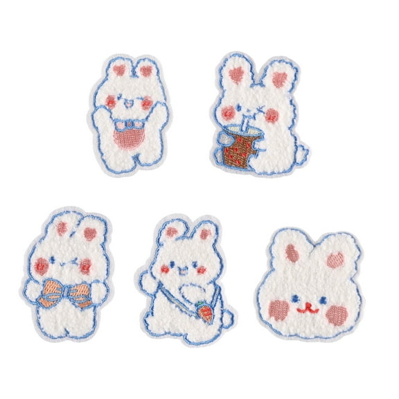 YIGSECU 5 Pcs Lovely Rabbits Iron on Patches Sew on Applique Patches Embroidered Patches