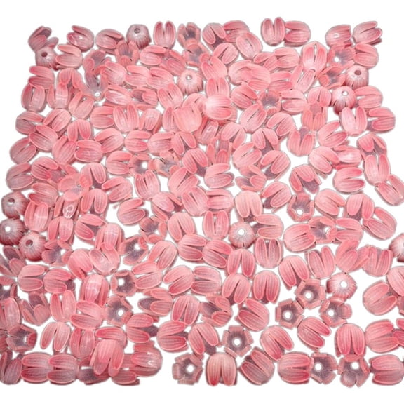 YIGSECU 50 Pcs Flower Beads Craft Beads Color Print Tulips Bud Craft Supplies for Necklaces Bracelets Jewellery Making