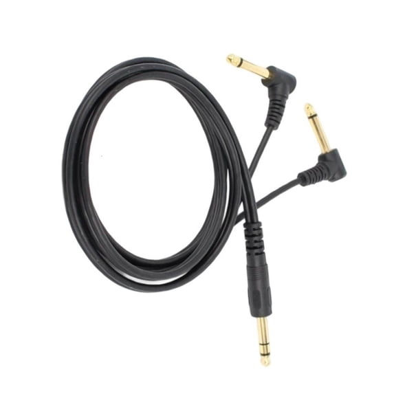 YIGSECU 6.35mm Gold Plated Y Splitter Cable Right Angled 1/4" Male to Male Adapter for Guitar Headphone
