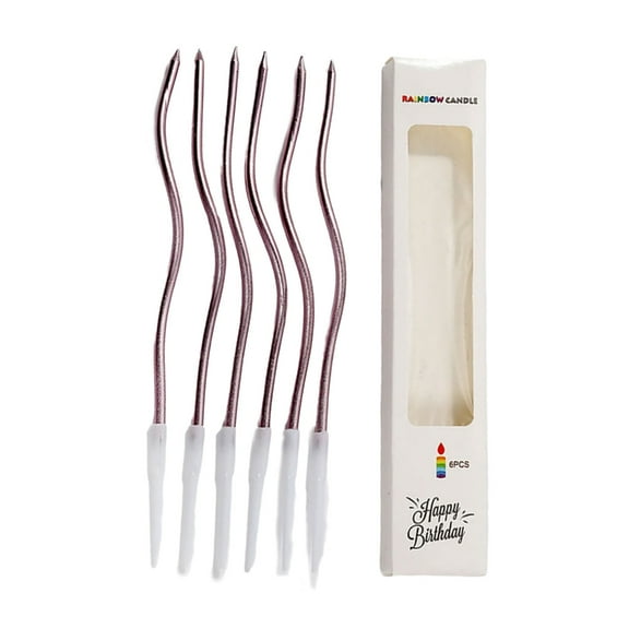 hejhncii 6Pieces Functional Curved Decorative Cake Candle with Gold Plating for Birthday and Anniversary Party Decorations