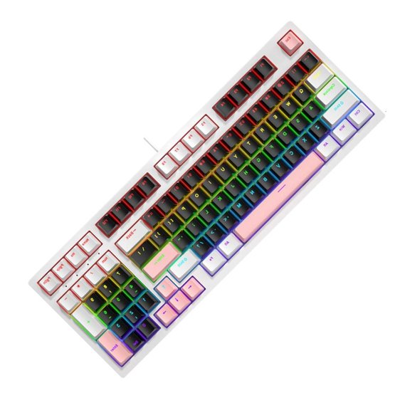 YIGSECU 98Key Mechanical Keyboard with LED Lighting, Comfortable Feel Keycap for Gamers and Typists in Small Space Keyboard