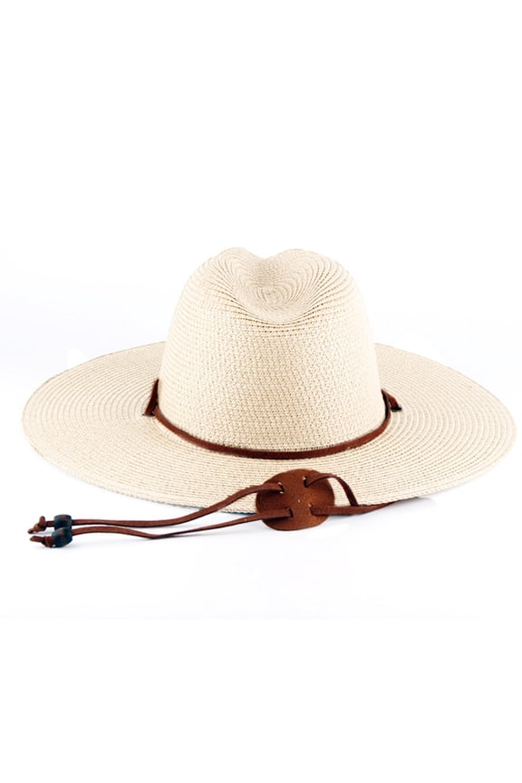 Adjustable Chin Strap Sunproof Hat Wide Brims Panama Hat Woven Straw Sun Hat Perfect for Outdoor Activity Women Headwear