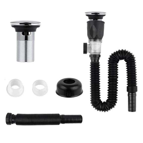 YIGSECU Adjustable Sink Drain Set Flexible Extension 6.7" to 37" Anti Clog Basket Filter