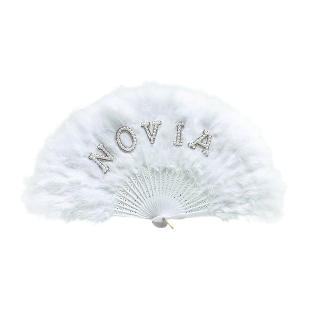 YIGSECU Artificial Feathered Fan for Bridal Shower Folding Wedding Fan ...