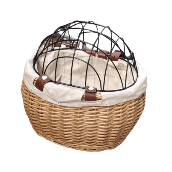 YIGSECU Bicycles Hanging Basket with Adjustable Belt, Woven Rattan Storage Bike Basket