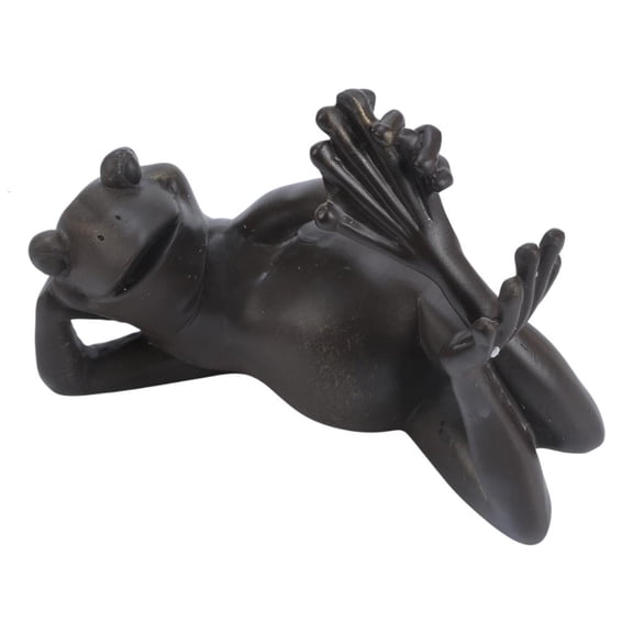 YIGSECU Bronze Color Meditating Frogs Resins Statue Miniature for Home Garden Decoration