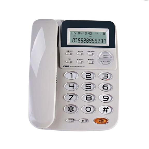 YIGSECU C168 Telephone Hotel Fixed Line Phone Need Battery Double Interfaces Corded Telephone 24 Selectable Ringtones