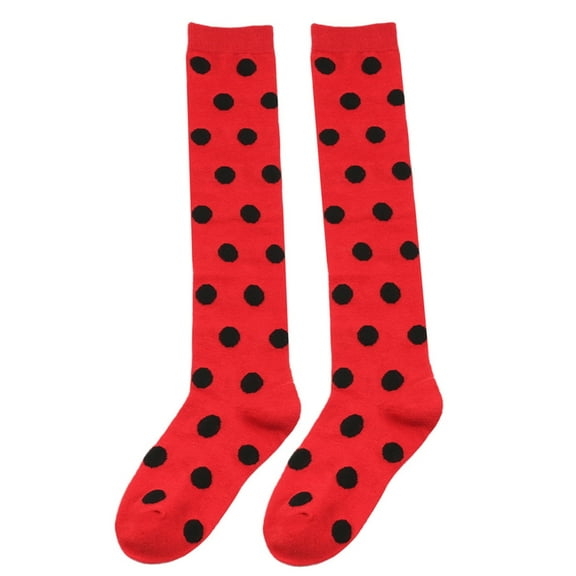 YIGSECU Children's Dance Socks Ladybird Dots Cute Over Knee Stockings for Stage Party