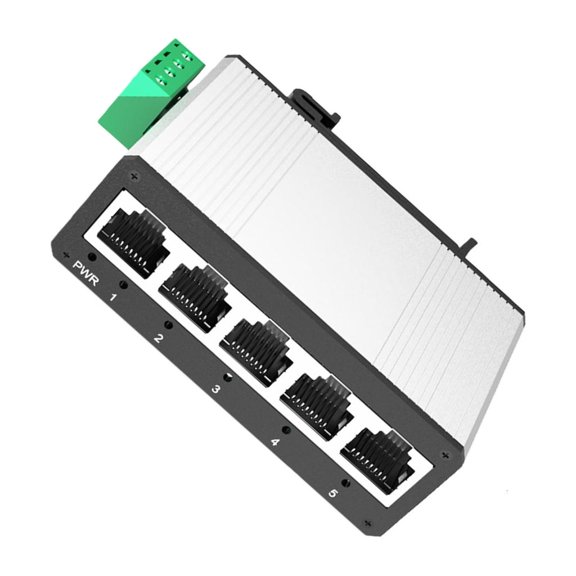 YIGSECU Compact 5 Port Unmanaged Industrial Switcher Aluminum Housing Supports Extreme Temperatures DIN Rails Installation