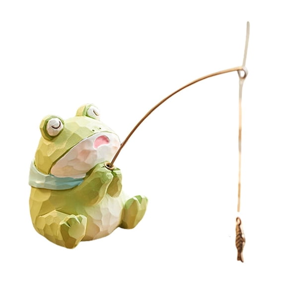 YIGSECU Computer Monitors Resins Wood Texture Fishing Figurine Ornament Home Decors for Computer Screens Dashboard Decors