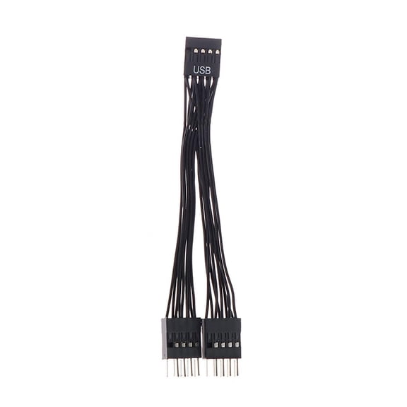 YIGSECU Computer Motherboard Usb Expansion Cable Usb 9-pin One-in-two Splitter All-black Cable 10cm