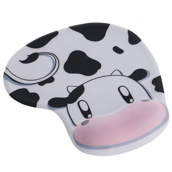 YIGSECU Cow Print Mouse Pad With Ergonomic Gel Wrist Pad, Smooth Surfacing For Precise Control Rubber Backing Mousepad