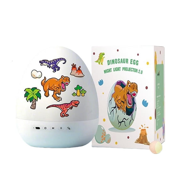 YIGSECU Dinosaur Eggs Projector Light 21 Slides Music Box USB Rechargeable Kid night Light 360 Rotating Atmosphere Lamp