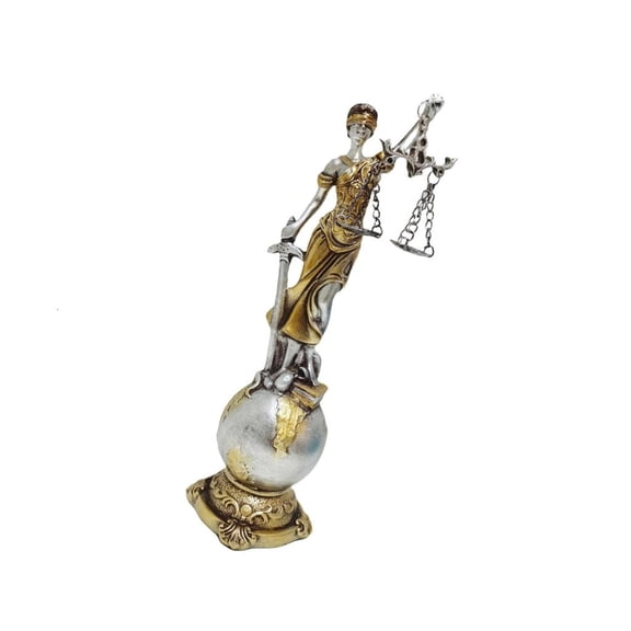 YIGSECU Elegant Resins Justice Goddess Statue Blindfolded Law Lady Sculpture with Scale Fairness Figurine for Home Shelf Decors