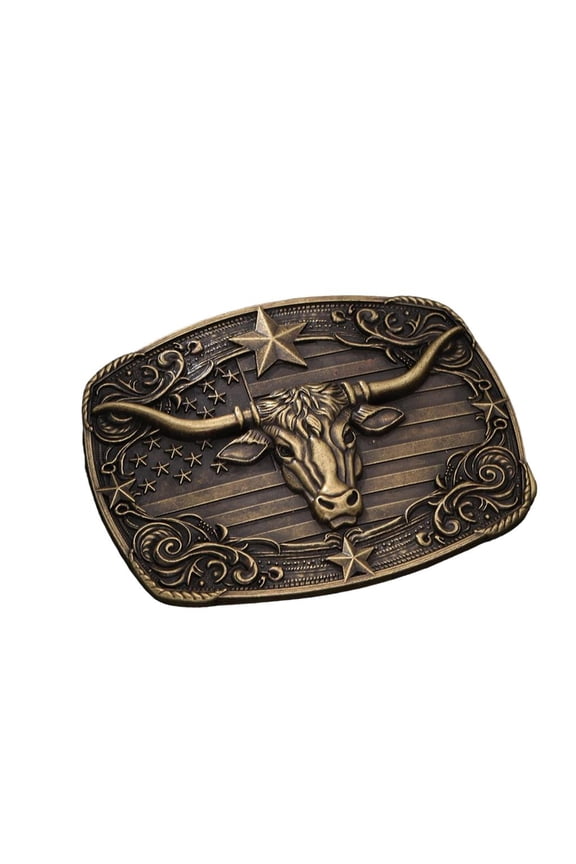 Engraved Bull Head Buckle Western Belt Buckle Men Women Unisex Waistband Buckle