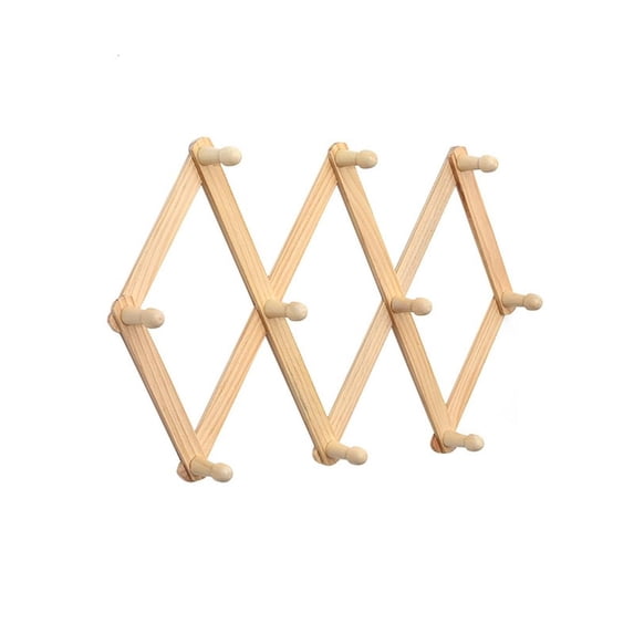 YIGSECU Expandable Wooden Coat Rack Wall Mount Hanger with Pegs for Hats and Mugs Space Saving Baseball Caps Organizer
