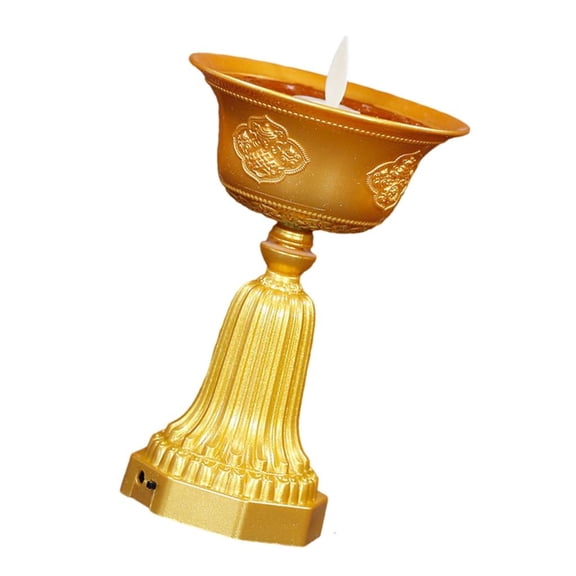 YIGSECU Faux Flame LED Butter Lamp for Temple Worship and Meditations Ambiances