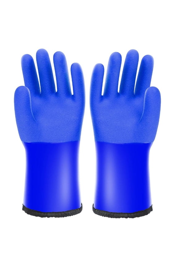 Fleece Lined Thermal Insulated Rubber Gloves Waterproof Antislip Suitable For Extreme Cold Storage Outdoor Activity 2pcs
