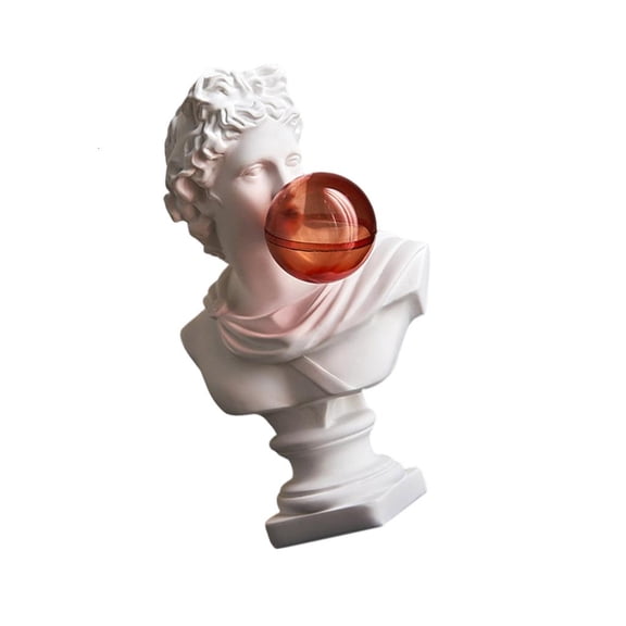 YIGSECU Funny Bubble Blowing Greek Statue Faux Plaster Resins Greek Bust Head Sculpture Figurine for Home and Office Decoration