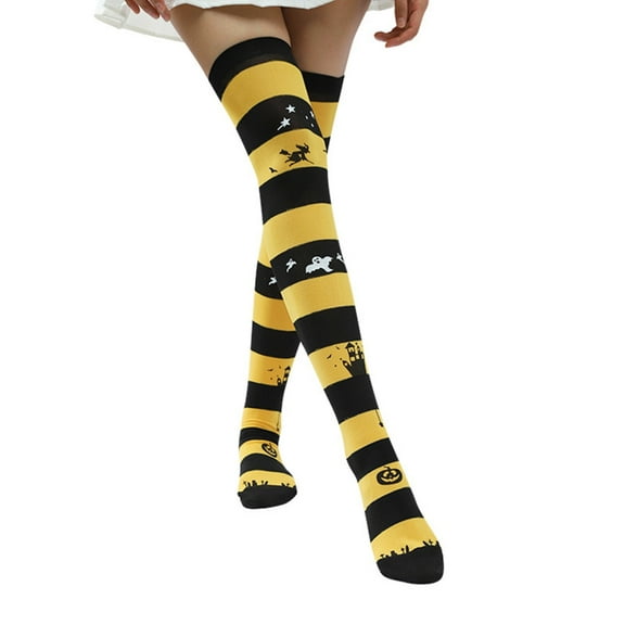 YIGSECU Halloween Patterned Knee High Stockings Over Knee Thigh High Socks Stockings
