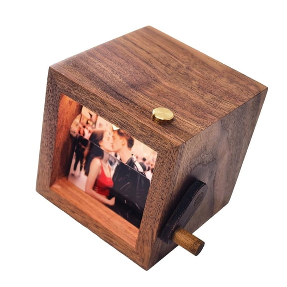 YIGSECU Handmade Wood Flipbook Animations Viewer 8 Photo Capacity Hand Crank Album Frame