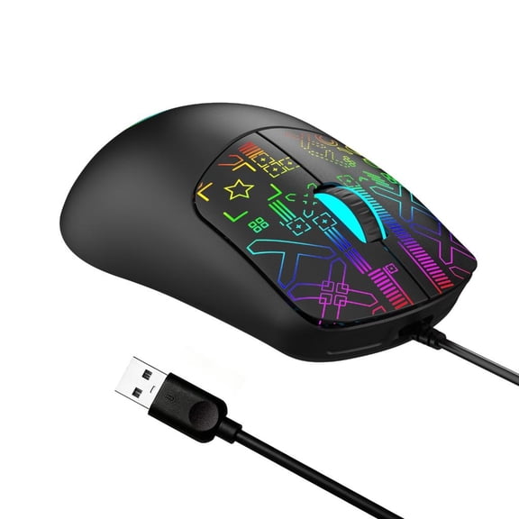 YIGSECU High Precisions Corded Opticals Mouse 6 Customizable Button RGBs Lighting 3600DPI For Gaming Home Computers