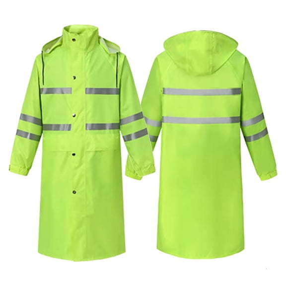 YIGSECU High Visibility Long Construction Jacket Reflective Rain Jacket Rain Coat Gear