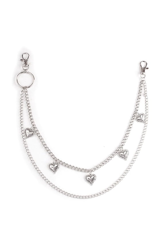 Hip Hop Heart Punk Side Chain On Jeans Pants Handbag for Girls Multilayer Body Chain Trousers Street Clothing Jewelry