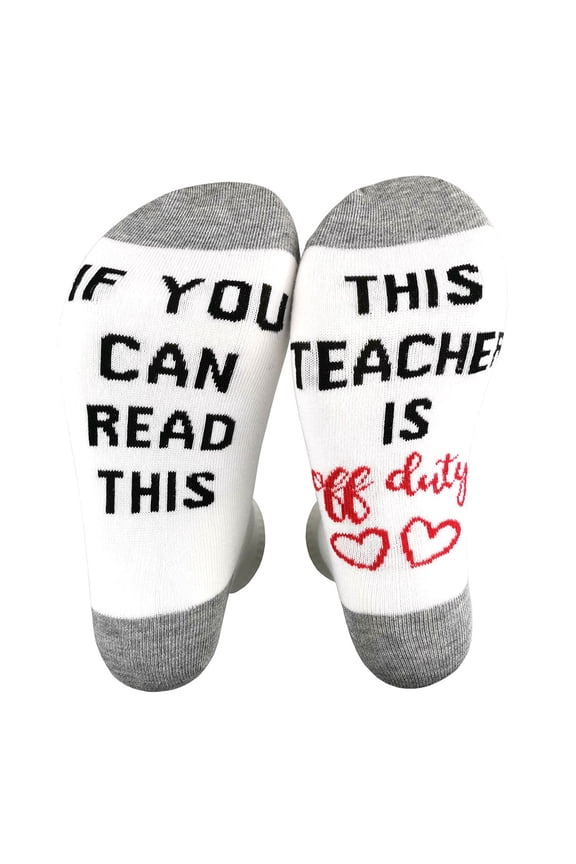 If You Can Read This Nurse Teacher Is Off Duty Unisex Funny Novelty Crew Socks Jacquard Letters Hosiery Gift for Holiday