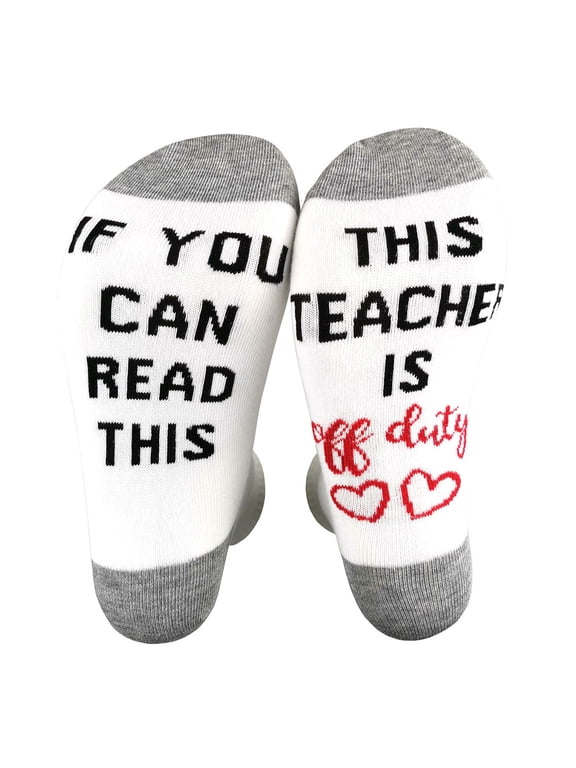 If You Can Read This Nurse Teacher Is Off Duty Unisex Funny Novelty Crew Socks Jacquard Letters Hosiery Gift for Holiday