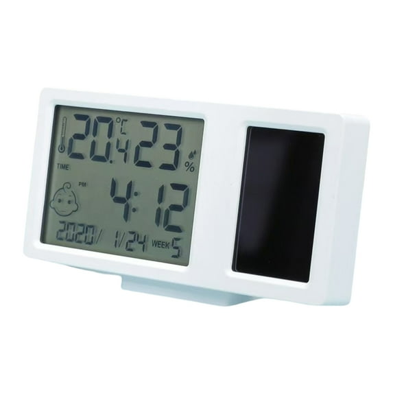 YIGSECU Indoor Desktop Thermometers Hygrometer with Time Date Week Display Solar Power Temperature Humidity Meter for Room
