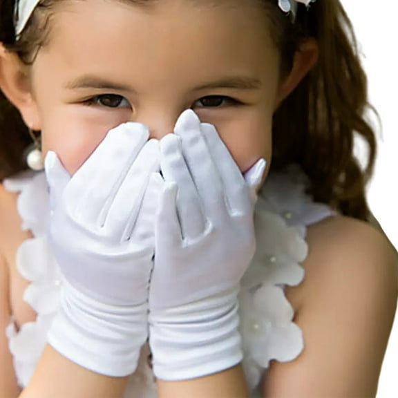 YIGSECU Kids White Gloves for School Event Dressingup Dance Recitals Parties Handwear
