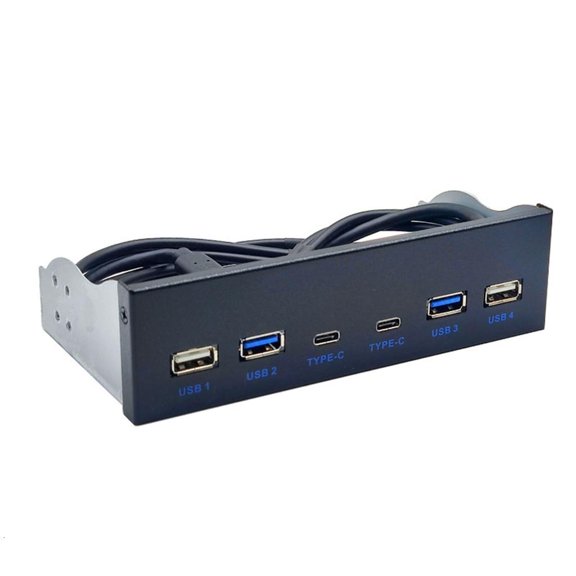 YIGSECU Multi Port USB Type C and USB Front Panel Hub for Desktop ROM Drive Bay and Multiple Devices
