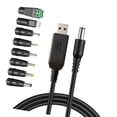 thumbnail image 1 of YIGSECU Multiple Device USB to DC5.5mm 5V/9V/12V Step Up Converters Cable With 8 Adapters For Routers LED Strips Camera Charging, 1 of 15