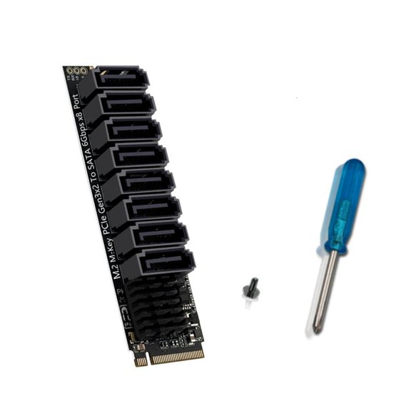 YIGSECU NVME PCIE to 8 Port SATA3.0 6Gbps Adapter Card with Aluminum Heatsink for Desktop