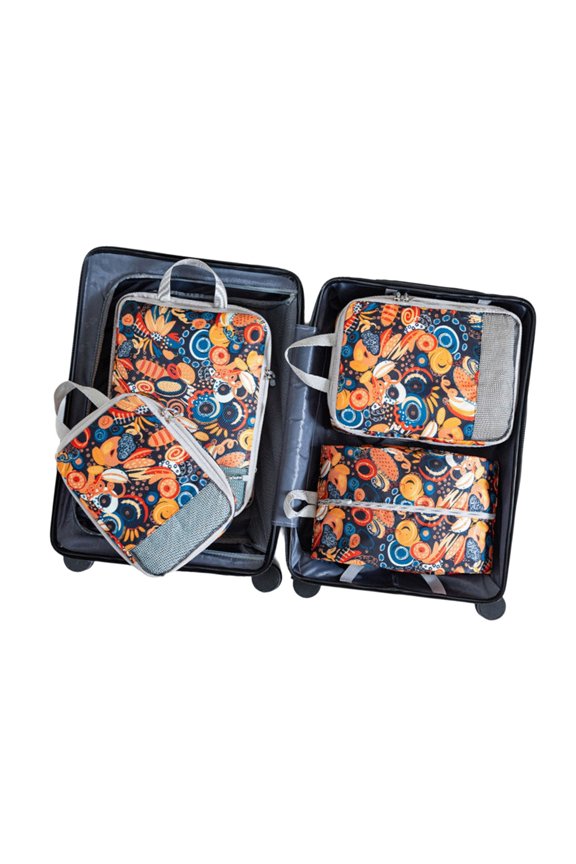 Pack of 4 Stylish Printed Compression Cubes For Efficient Packing And Storage
