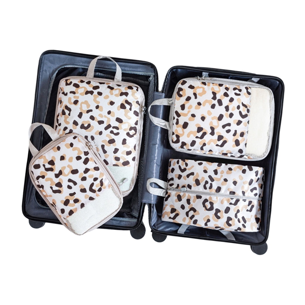 YIGSECU Pack of 4 Stylish Printed Compression Cubes For Efficient Packing And Storage
