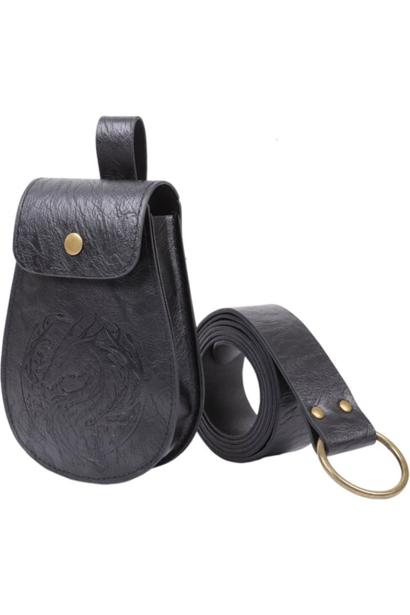 Practical PU Retro Waist Pack 2 Pack Detachable Belt Wallet For Men Women Historical Reenactment
