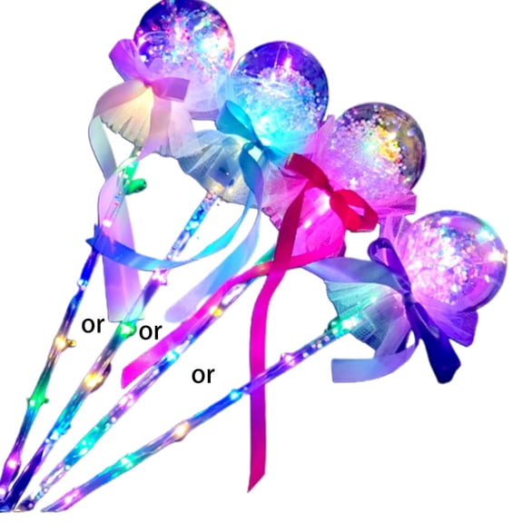 YIGSECU Princess Wand Flashing Magic LED Stick Toy for w/ Dazzling Light Crystal Luminous Ball Girls Favor Rave Rally P