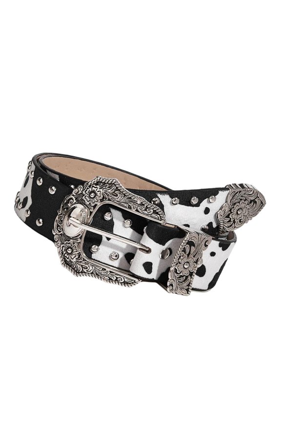 Punk Style Women's Jeans Belt With Carved Buckles Charm Adjustable Waist Strap PU Edgy Punk Rock Women's Waist Belt For Jeans Buckles Charm PU Adjustable Strap