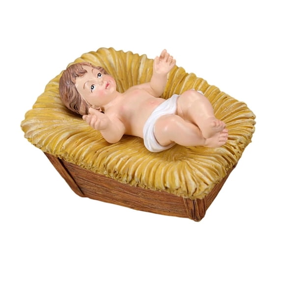 YIGSECU Resin Jesuses Christ in Manger Figurines 2Pcs Small Nativity Statues Religious Christmas Decorations Ornament Jesuses Figurines with Manger Nativity Statue Christian Holiday Home Decors