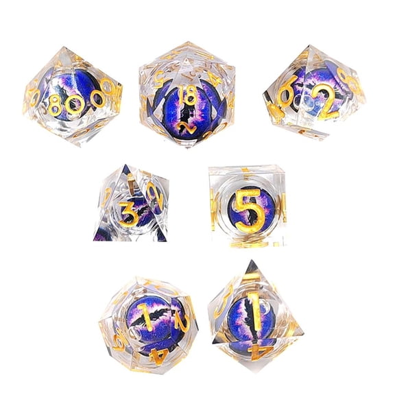 YIGSECU Resin SharpCorner Gaming Dices Set of 7 PolyhedralDice Novelty Dragon EyeDice