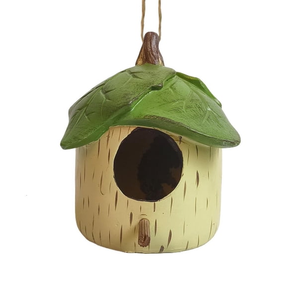 YIGSECU Resins Leaf Birdhouse Sculpture Bird Nest Wildbird Breeding Box Garden Ornament