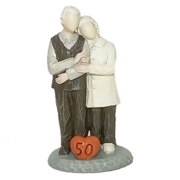 YIGSECU Resins Loving Elderly Couple Figurine Sculpture Symbolizing Love Lover Ornament for Wedding Anniversary Decoration Gift