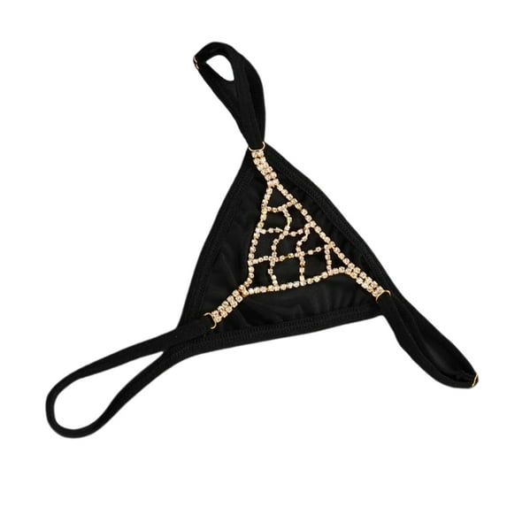YIGSECU Rhinstones G String Thongs for Women Crystal Underwear Low Rise T-back Panties