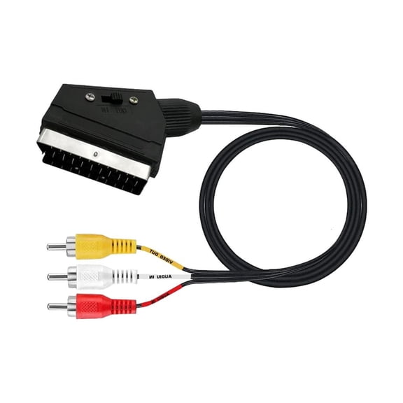 YIGSECU SCART 21Pin Male to 3RCA Composite Video Sound Cable 1.5M Color Manner Chooser High Speed Indication Transmission Perman