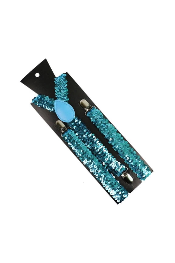 Sequin Suspenders Y-shape Wide Adjustable Multi-color Straight Clip Suspenders